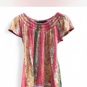 Jason Maxwell Pink and Green Boho Blouse
